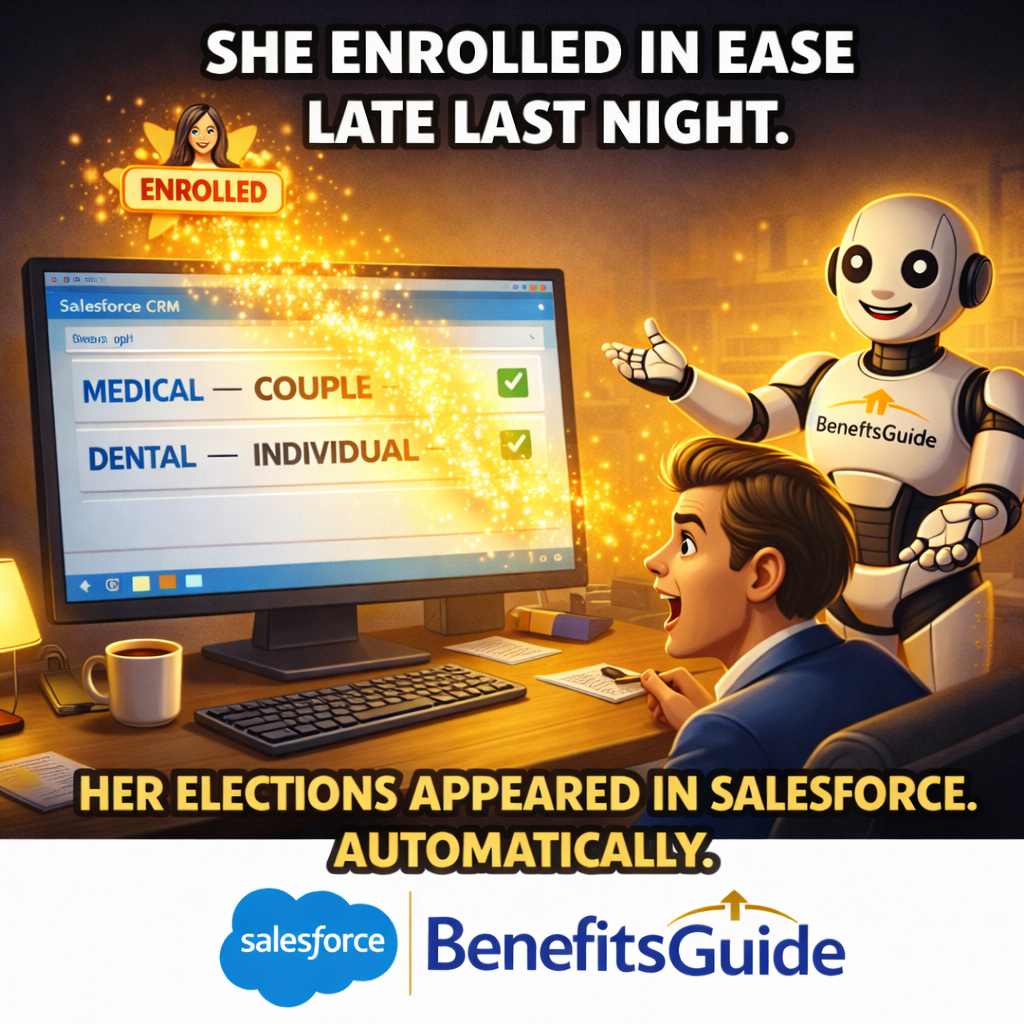 Enrollment elections from Ease flowing back to Salesforce as Member Transactions with automated workflow tasks
