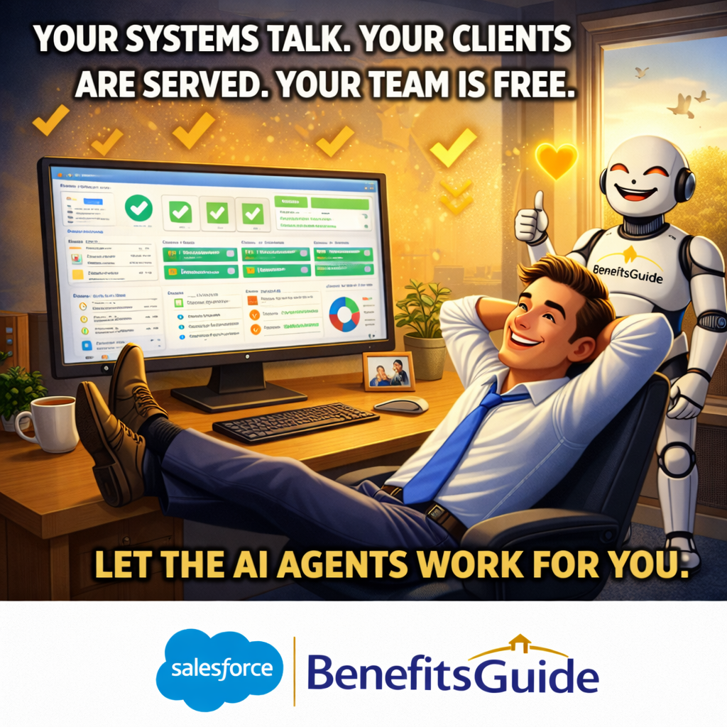 BenefitsGuide commission reporting showing pay period management and revenue dashboards