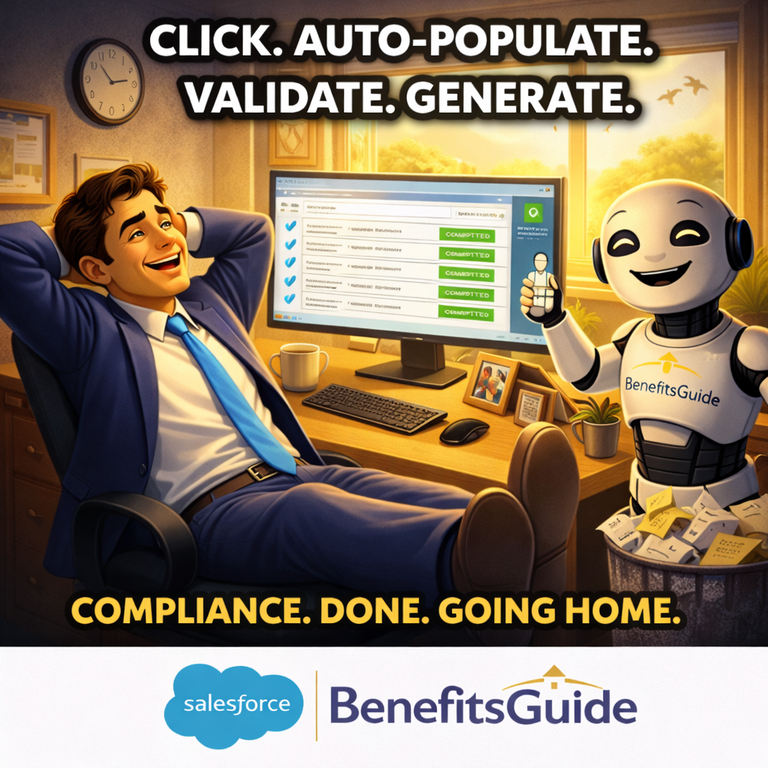 Three-step compliance document creation: auto-populate, review, generate